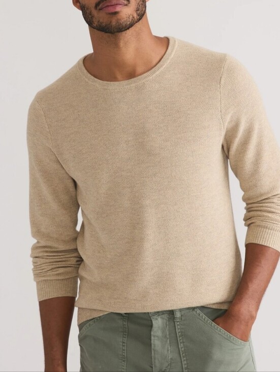 Marine Layer Other - Marine Layer Merino Blend Crewneck Sweater Tee Long Sleeve Tan Beige Size Medium